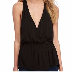 Free People Elegant Black Wrap Tank Top
